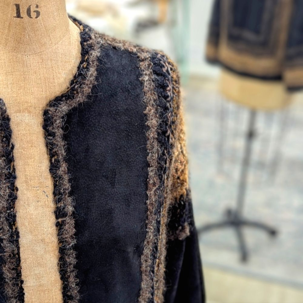 Vintage Leather Wool Cardigan